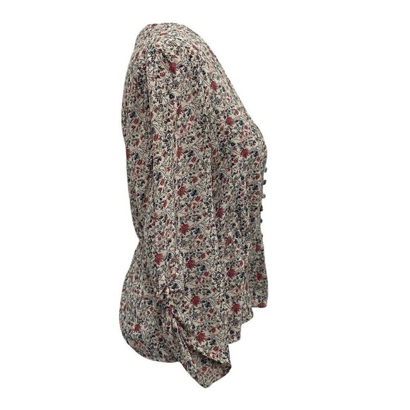 Madewell 100% Silk Feminine Micro-Floral Button Front Blouse Top size 2 - Picture 5 of 9